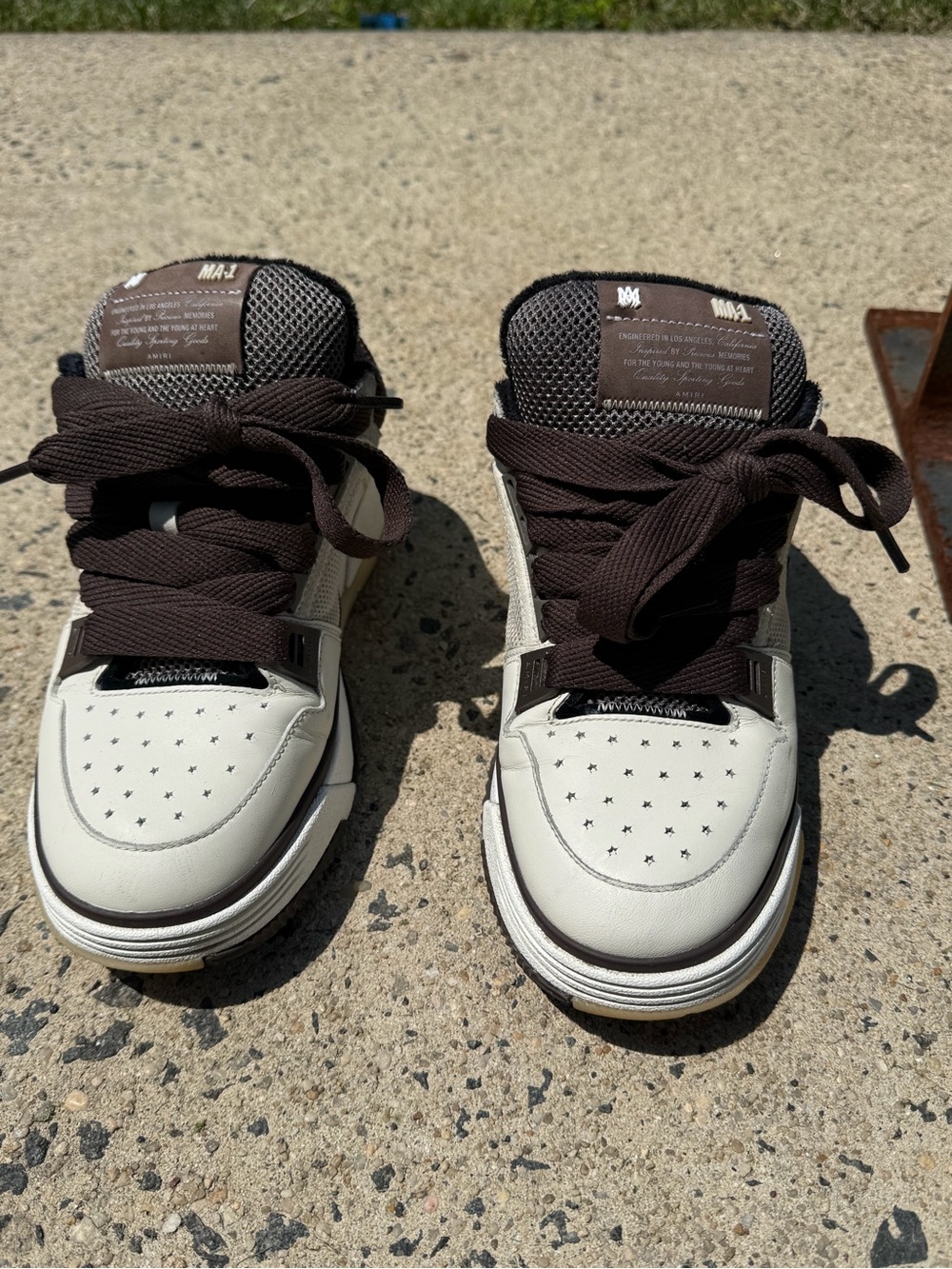 AMIRI White and Brown Suede-Lined Low Top Sneaker